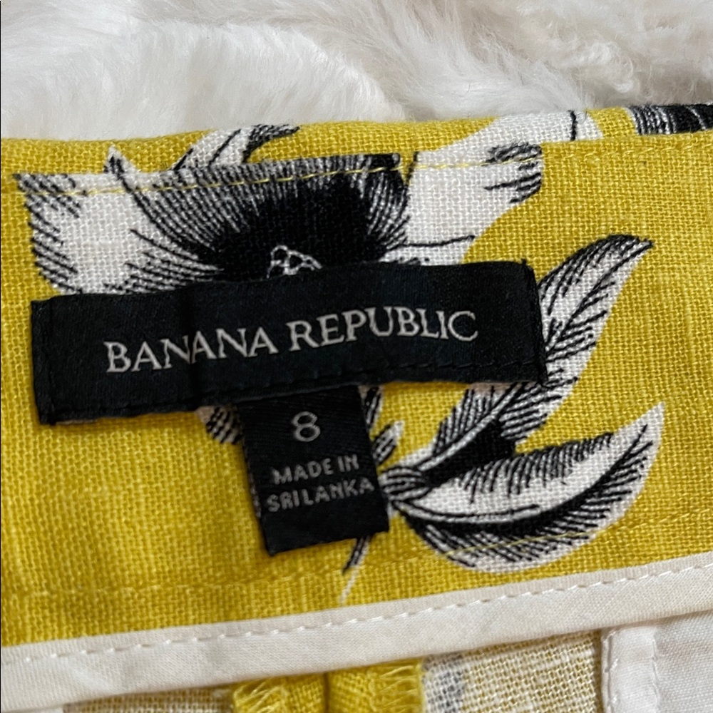 Banana Republic Linen/Rayon Yellow Floral Wide Leg Pants - Picture 11 of 12